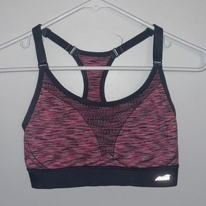 Gray and pink sports bra
